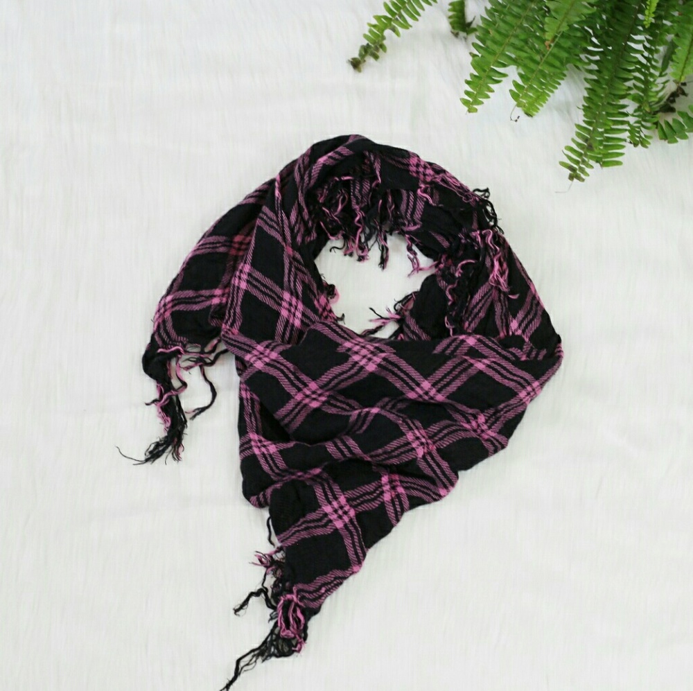 Black and Pink Plaid Unisex Scarf